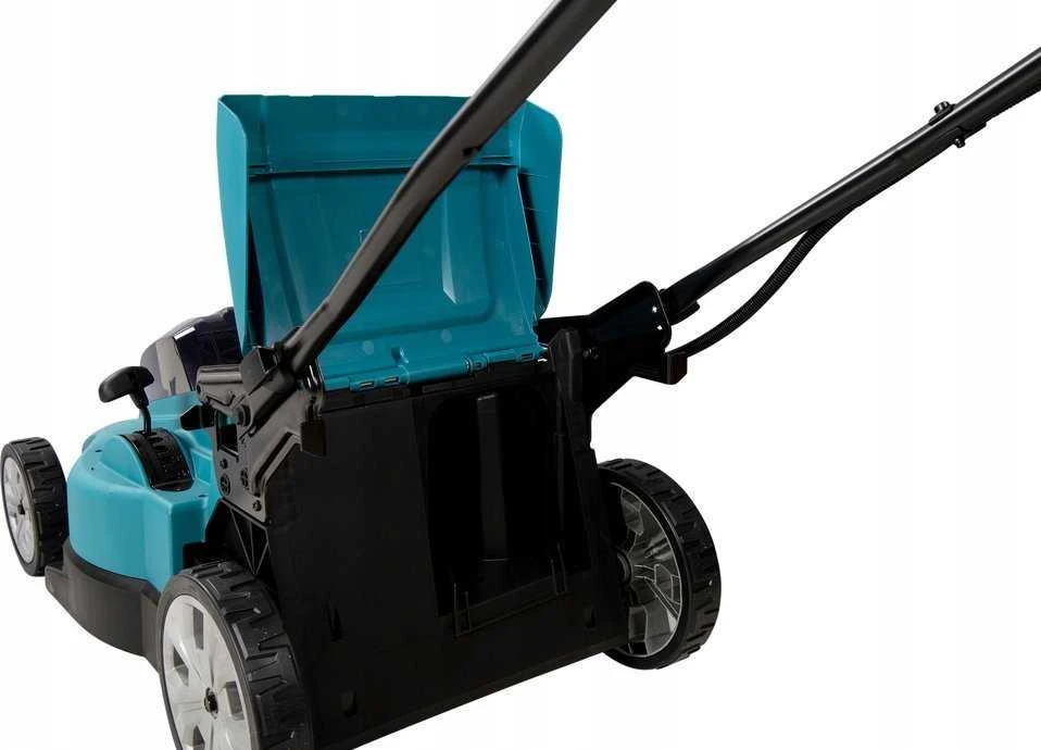 Akumuliatorinė vejapjovė Makita DLM480CT2 2x 18 V, 48 cm, DC18SH įkroviklis 2x 5,0 Ah Li-ion akumuliatioriams, 4/1 (Pjovimas/Surinkimas/Mulčiavimas/Galinis išmetimas), Plastikinis korpusas