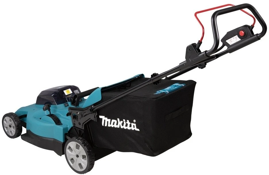Makita DLM538Z akumuliatorinė vejapjovė 2 x 18 V, 53 cm, 4 viename (pjovimas / surinkimas / mulčiavimas / išmetimas į galą), 25,5kg, plastikinis korpusas, be akumuliatorinio ir krovinio