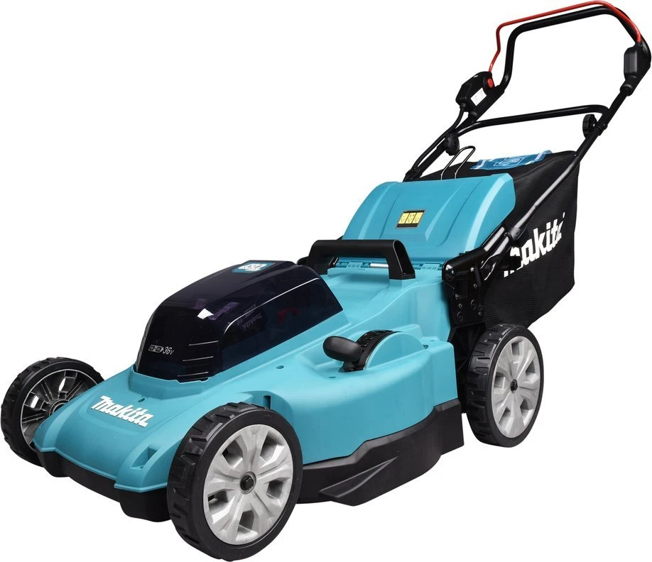 Makita DLM480Z Akumuliatorinė vejapjovė 2X18V, 48cm, 4/1 (Pjovimas/Surinkimas/Mulčiavimas/Galinis išmetimas), 24,5kg, Plastikinis korpusas, Be akumuliatorių ir kroviklio!
