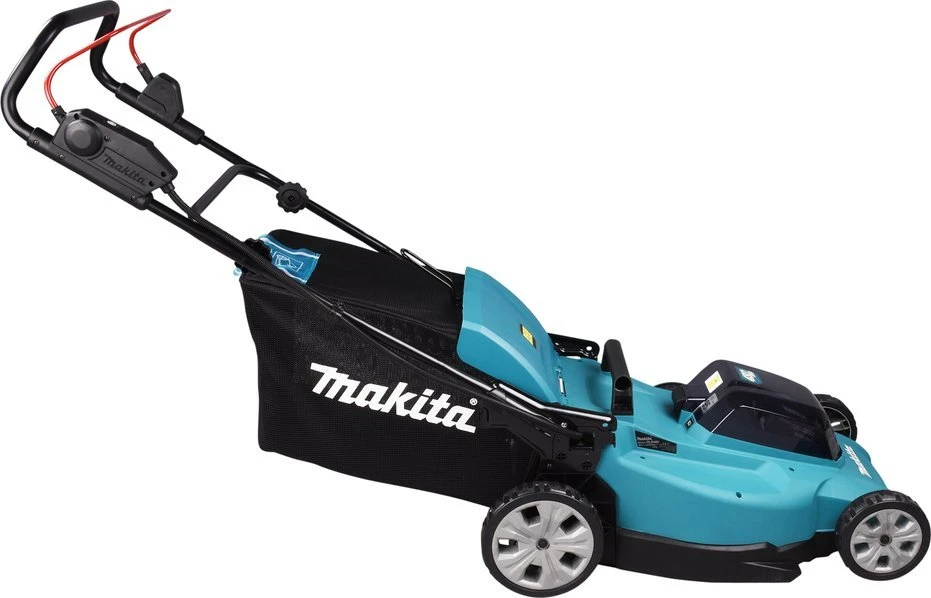 Makita DLM480Z Akumuliatorinė vejapjovė 2X18V, 48cm, 4/1 (Pjovimas/Surinkimas/Mulčiavimas/Galinis išmetimas), 24,5kg, Plastikinis korpusas, Be akumuliatorių ir kroviklio!