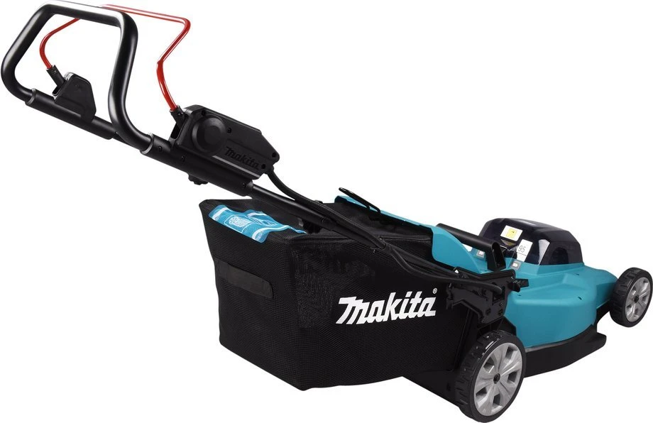Makita DLM480Z Akumuliatorinė vejapjovė 2X18V, 48cm, 4/1 (Pjovimas/Surinkimas/Mulčiavimas/Galinis išmetimas), 24,5kg, Plastikinis korpusas, Be akumuliatorių ir kroviklio!