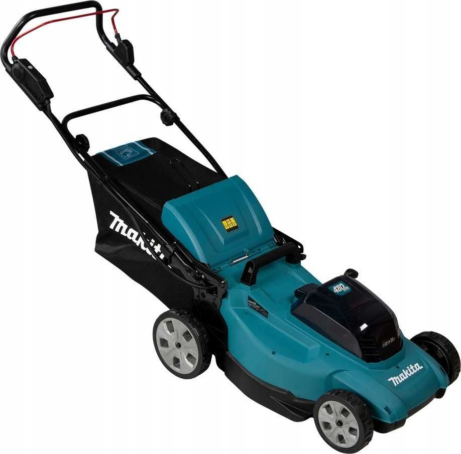 Makita DLM480Z akumuliatorinė vejapjovė 2 x 18 V, 48 cm, 4 viename (pjovimas / surinkimas / mulčiavimas / išmetimas į galą), 24,5kg, plastikinis korpusas, be akumuliatorinio ir krovinio