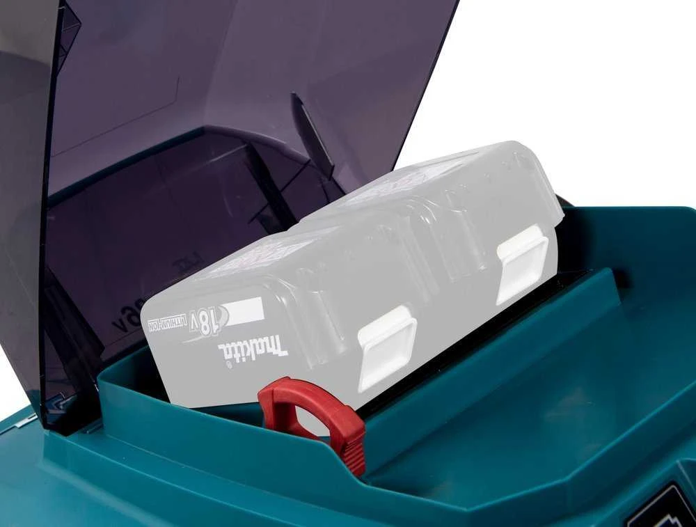 Makita DLM480Z akumuliatorinė vejapjovė 2 x 18 V, 48 cm, 4 viename (pjovimas / surinkimas / mulčiavimas / išmetimas į galą), 24,5kg, plastikinis korpusas, be akumuliatorinio ir krovinio