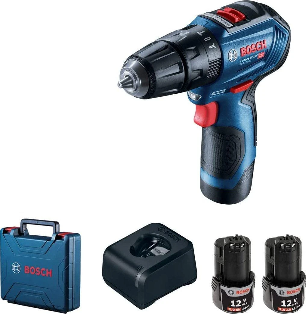 Bosch smūginis suktuvas - gręžtuvas GSB 12V-30 12V 2x2Ah