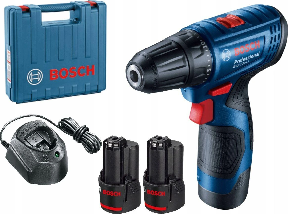 Bosch GSR 120-LI suktuvo komplektas su priedais