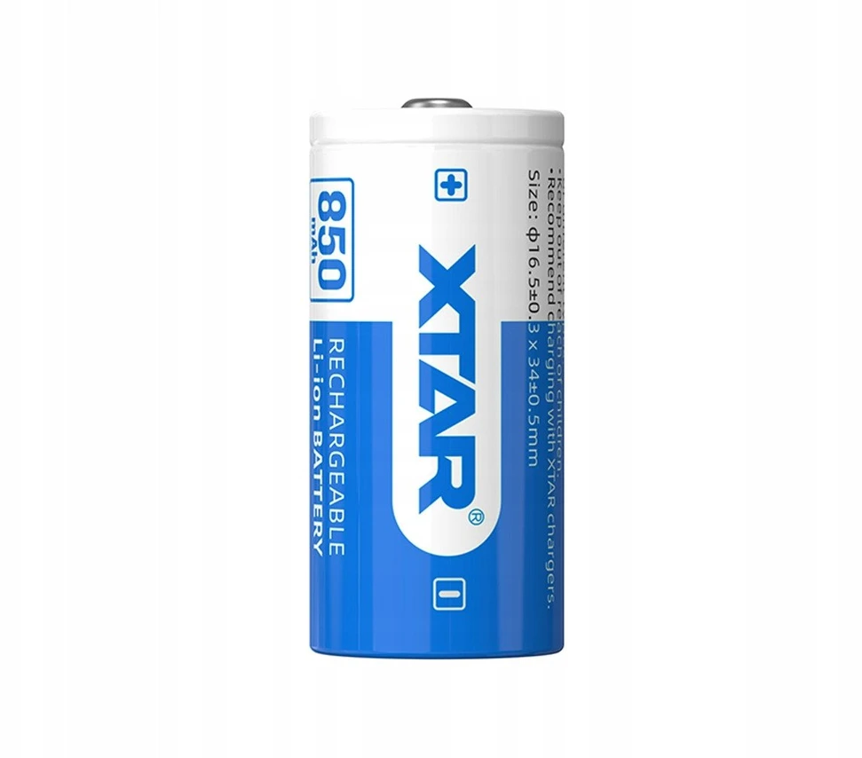Xtar 850mAh 3,6V 16340 CR123 akumuliatorius su PCB