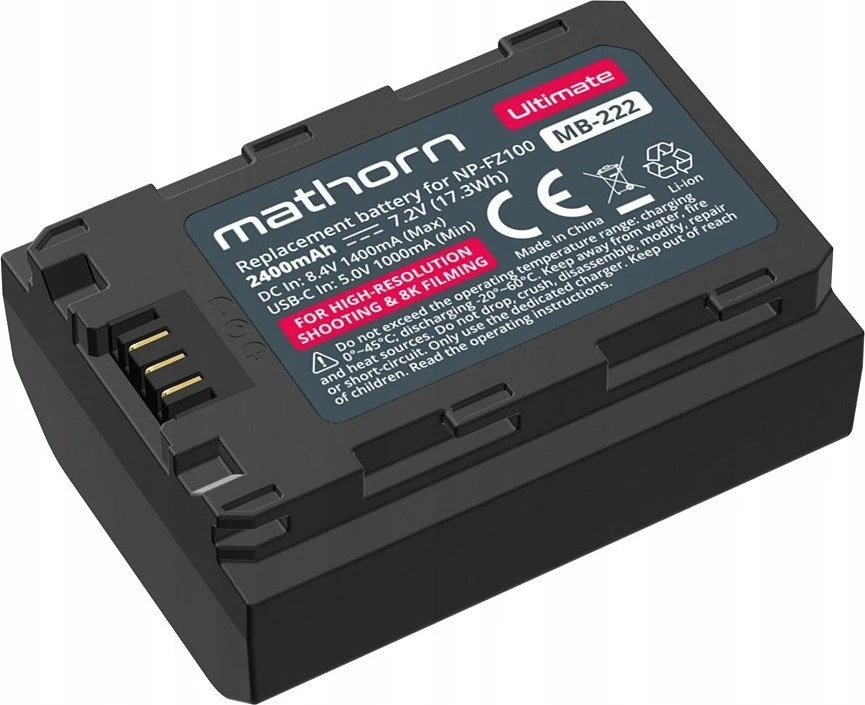 Avacom Baterija Mathorn MB-222 Ultimate 2400mAh USB-C pakaitinis NP-FZ100