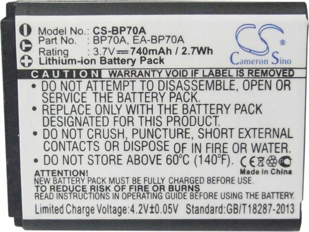 Akumuliatorius Cameron Sino Akumuliatorius Bateria Typu Bp-70a Slb-70a Do Samsung / Cs-bp70a