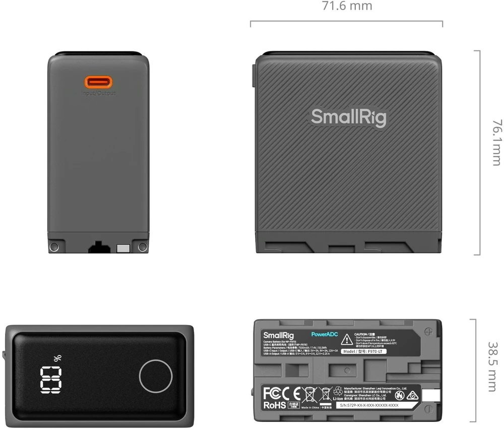 Akumuliatorius Eneride SmallRig USB-C Rechargable Camera Baterija for NP-F970 (5729)