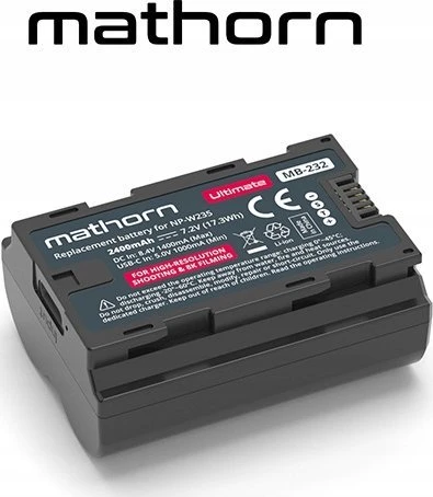 Mentor Bateria Mathorn MB-232 Ultimate 2400mAh USB-C akumuliatorius, pakaitalas NP-W235