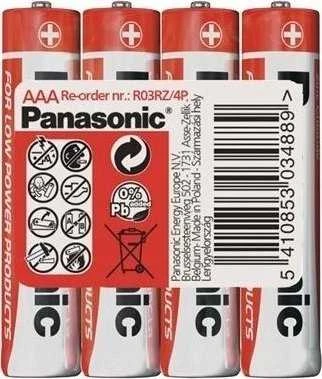 Akumuliatorius Panasonic PANASONIC Zinkouhlíkové baterie Raudona Zinc R03RZ/4P AAA 1,5V (shrink 4ks)