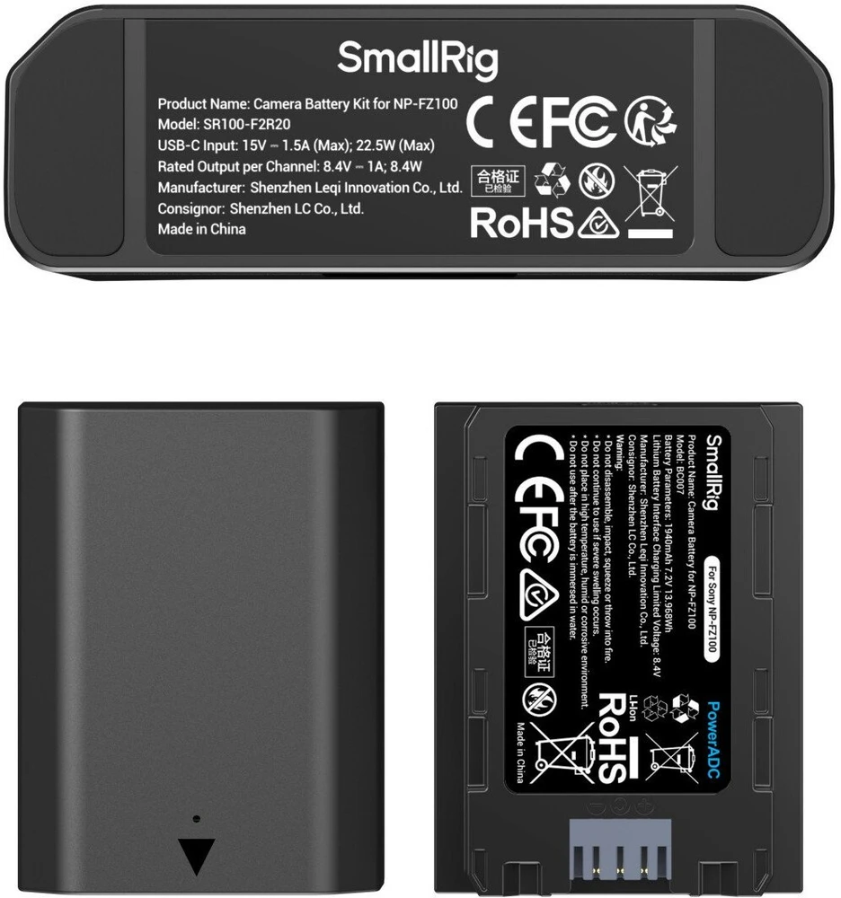 SmallRig 5483 spartaus įkrovimo rinkinys NP-FZ100 fotoaparato baterijoms