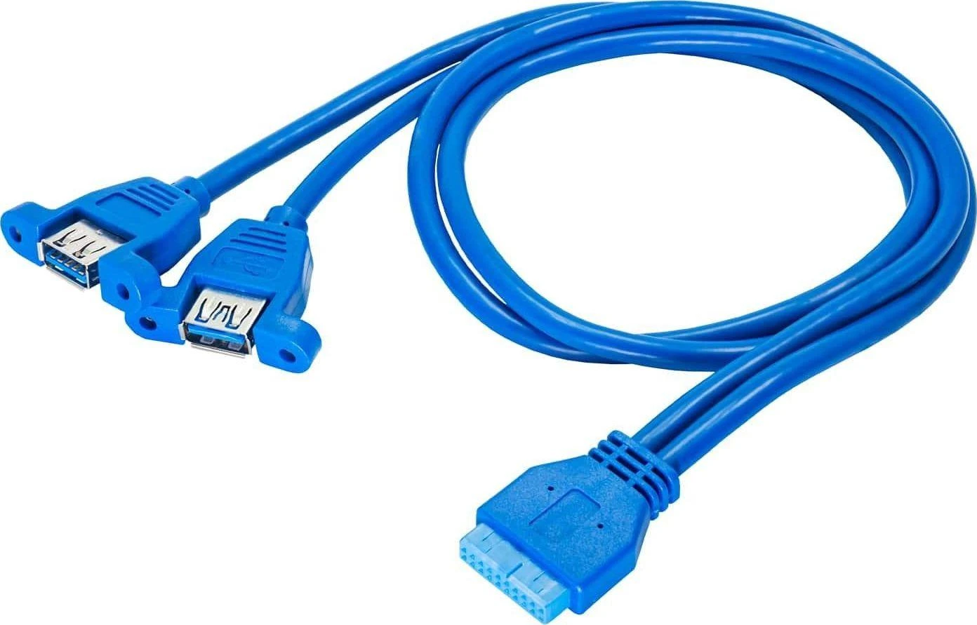 Adapteris su kabeliu Akyga AK-CA-62 2x USB A 3.0 A (f) / USB 19 pin (f) 65cm