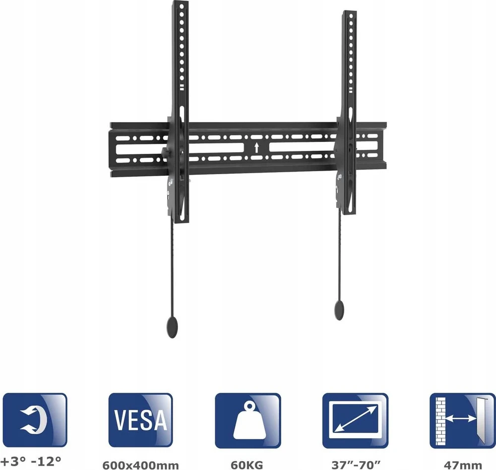 Akyga AKYGA AK-MB-07 televizoriaus sieninis laikiklis 60kg VESA 600x400mm 37-70col.