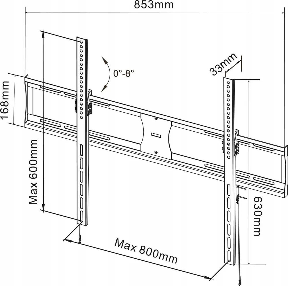Akyga Televizoriaus laikiklis AK-MB-09 wieszak 60kg VESA 800x600mm 37-85"