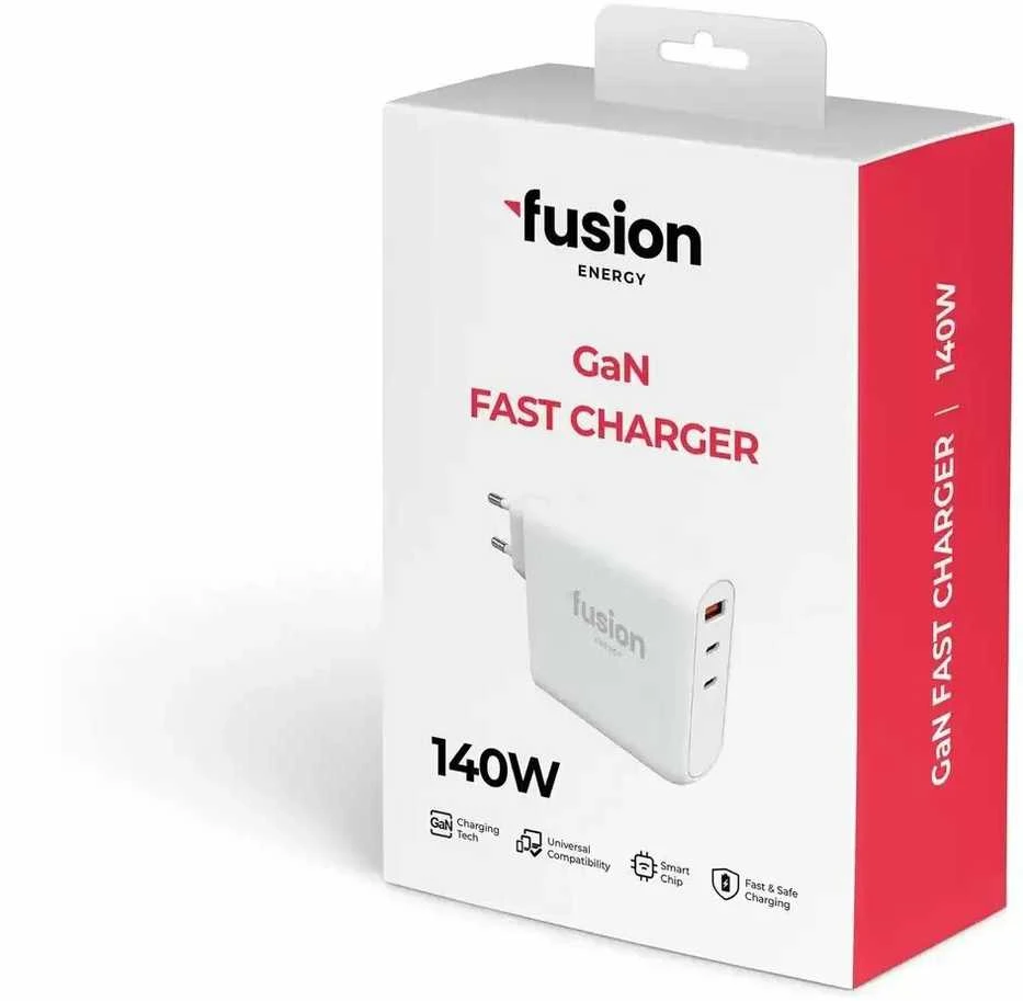 Fusion Accessories Įkroviklis Energia GaN 140W USB-C / USB-A / 3A Baltas