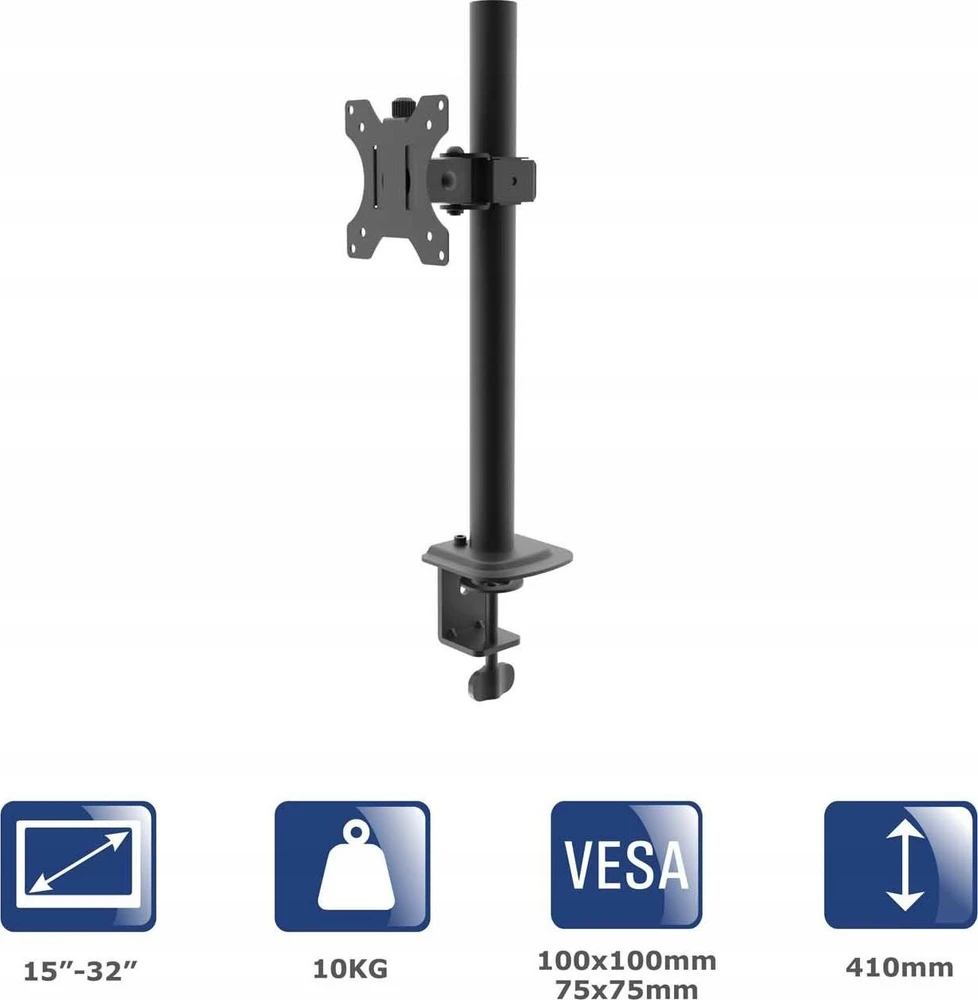 Akyga Laikiklis biurkowy do monitora AK-MB-03 ramię 10kg VESA 75x75mm / 100x100mm 15-32"