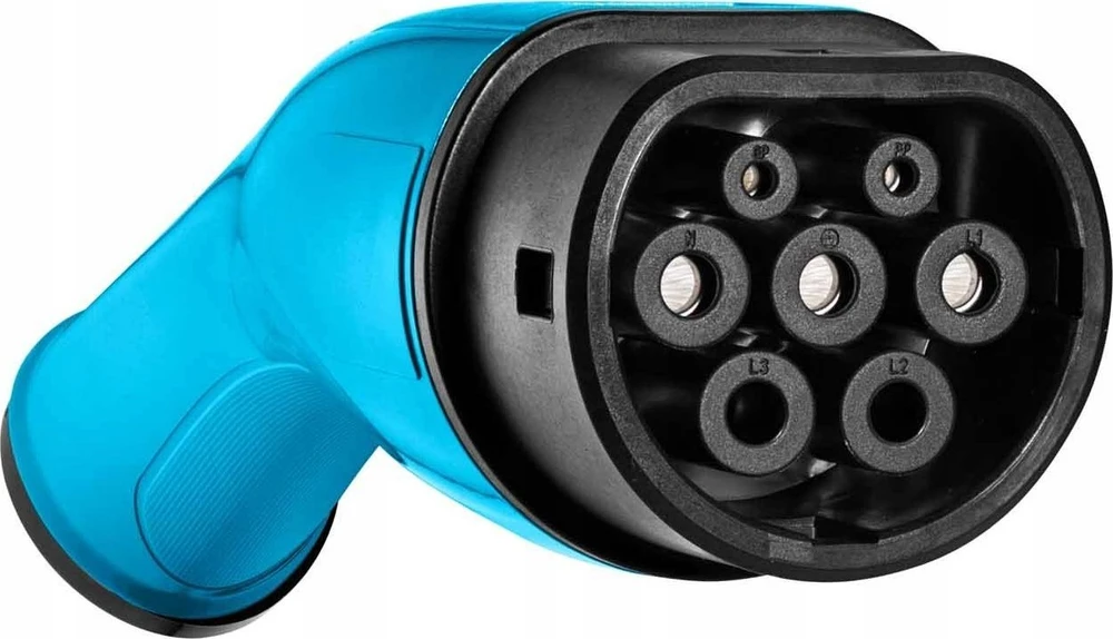 Type2 kištukas elektromobilių įkrovimui Akyga AK-SC-E17 3 fazių 32A moteriškas mėlynas
