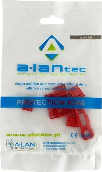 USB lizdo užrakinimas nuo neleistino prijungimo, raudonas kištukas (10 jungčių pakuotėje + raktas) ALANTEC