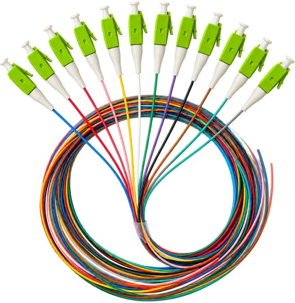 FO pigtail SM 1J 9/125 (G.657.A1) LC/APC kištukas, ilgis 2 m "EASY STRIP" – mažiausias galimas lenkimo spindulys (pakuotė 12 vnt., geltona) ALANTEC