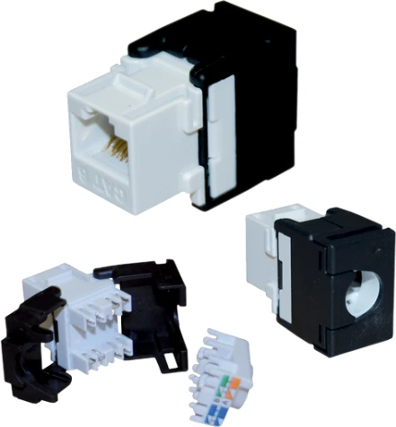 Jungtis - Alantec MB001 RJ45 Moteriška Auksu Padengta Tiesi Juoda/Balta