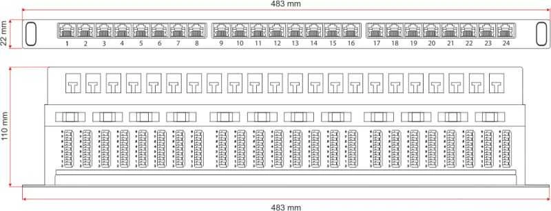 Alantec PK031 Patch panel OPTIMUM STP cat.5e 24 jungtys 0.5U 19"