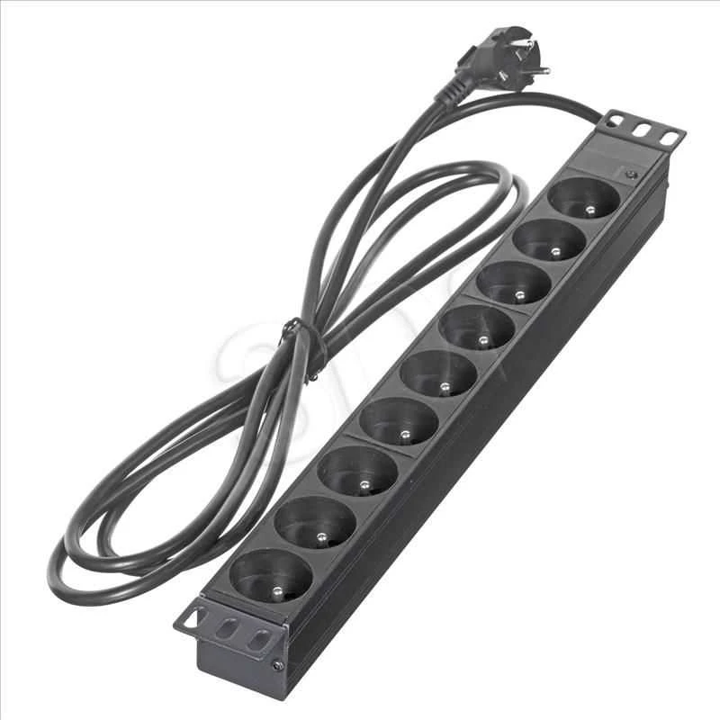 Alantec maitinimo lizdas 19'' 230V - 9 lizdai (E tipo - CEE 7/5), su LED, 3,0 m laidas CEE 7/7 (PZ091U3M)