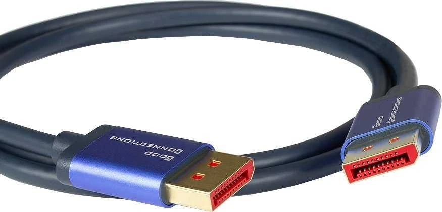 DisplayPort 1.4 laidas su mėlynais metaliniais antgaliais
