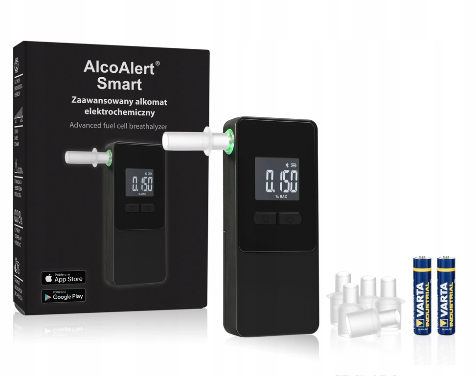 AlcoAlert Smart Electrochemical breathalyzer, juodas