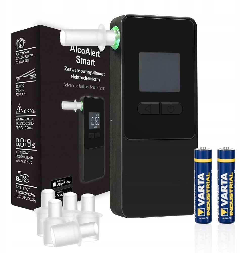 AlcoAlert Smart Electrochemical breathalyzer, juodas