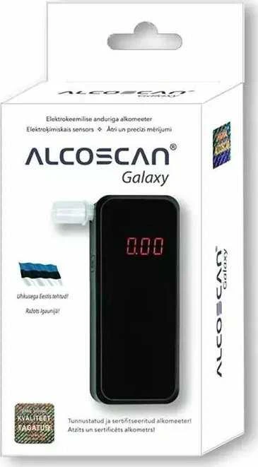 Alcoscan Galaxy alkotesteris su 0.00 ekrano rodmeniu