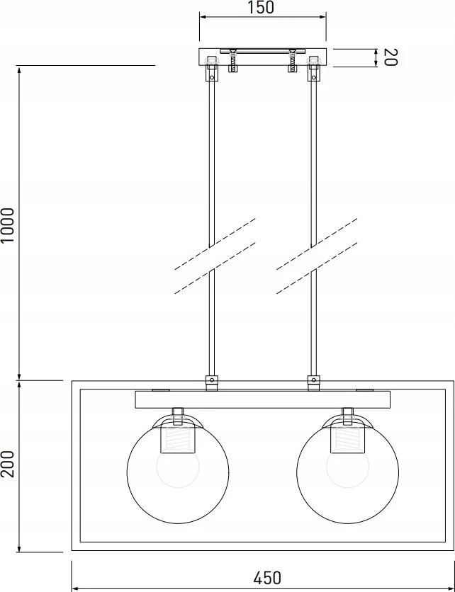 Pakabinamas šviestuvas Aldex Lubinis šviestuvas AVELIN 2,2232, AC220-240V,50/60Hz,2*E27, IP20,45CMX20CMX20CM, dvigubas,