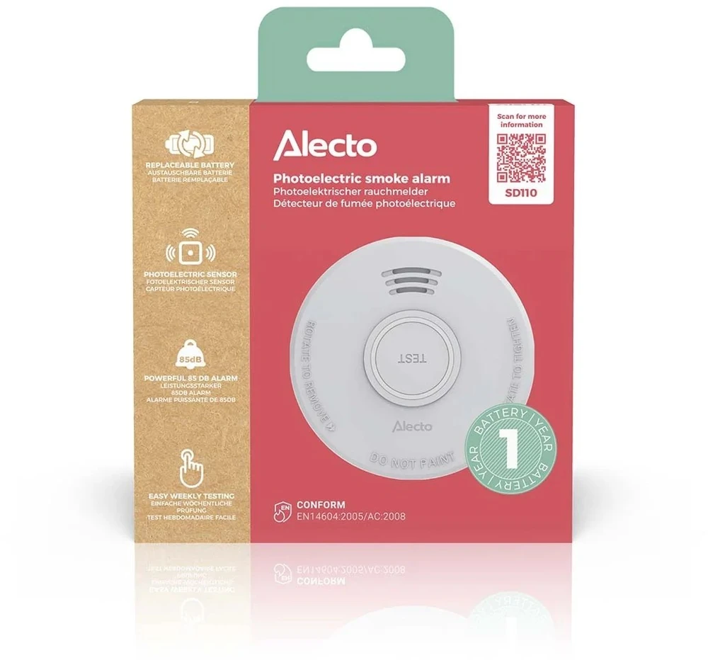Alecto dūmų jutiklis su baterijomis (SD110)