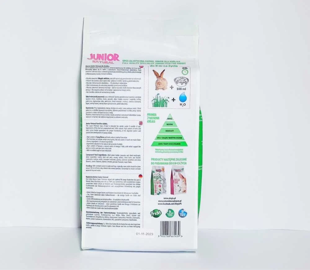 Triušių Maistas - Alegia Junior Natural 650 G
