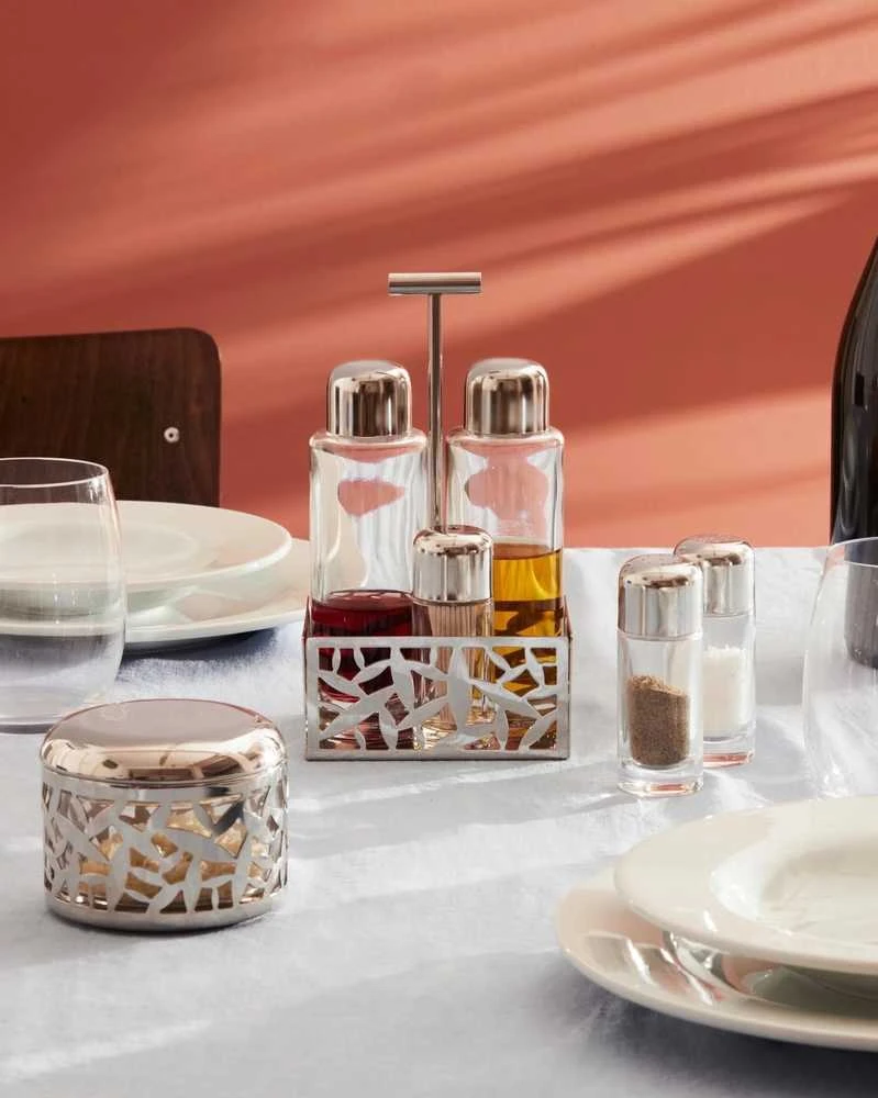 Alessi Cactus Condiment Set - oil,vinegar,S+P,spices MSA16
