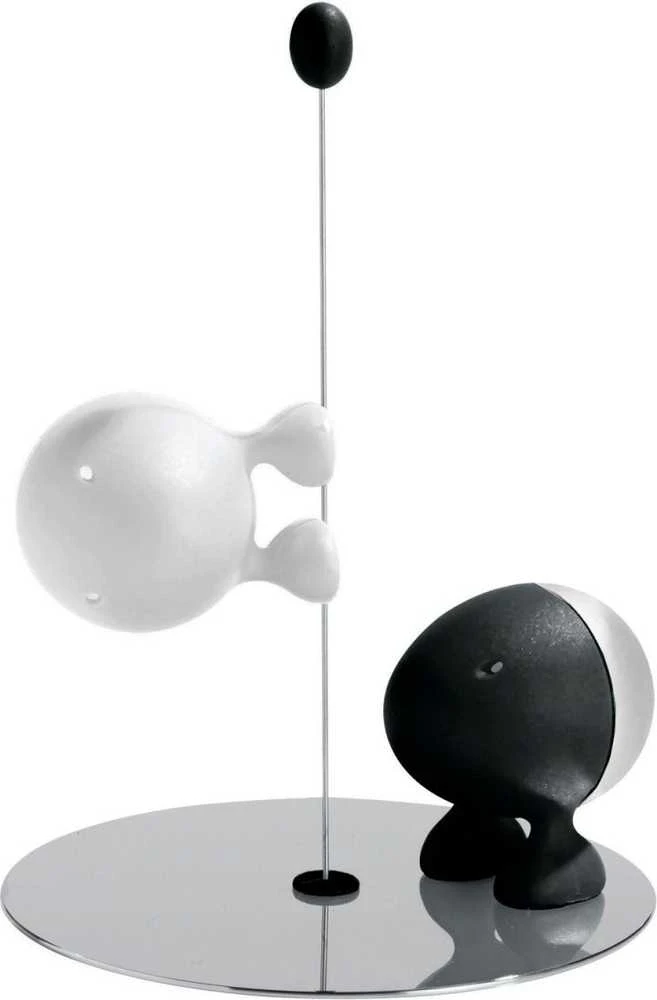 Alessi Rinkinys nerūdijančio plieno ir dervos druskos ir pipirų purtyklė, kotas (ASG02 BW)