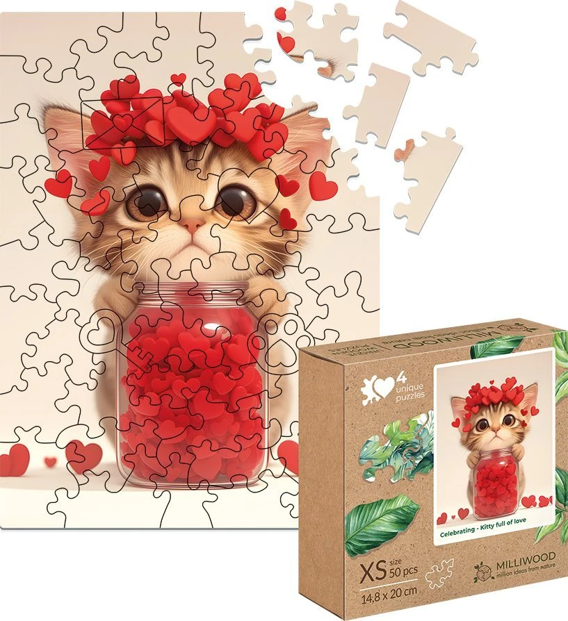 Alexander Wooden dėlionė Milliwood - švenčianti meilės kupiną kačiuką 50 vnt