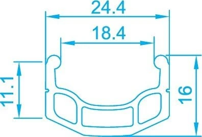 Alexrims MTB/Žygio ratlankis DM18, V formos stabdžiai, 16 mm siaurėjantis, 29 colių 622x18, 32 skylės, juodas, svoris 600 g