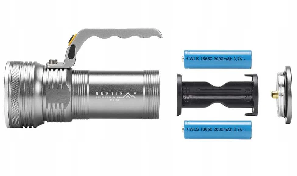 Montis Aluminiowa ręczna latarka akumuliatorinė LED MT154 Pilkas Hand prožektorius