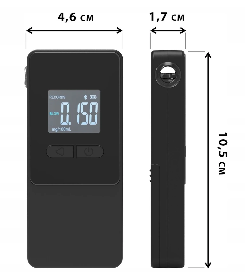 Alkotesteris AlcoAlert Smart Electrochemical breathalyzer, juodas