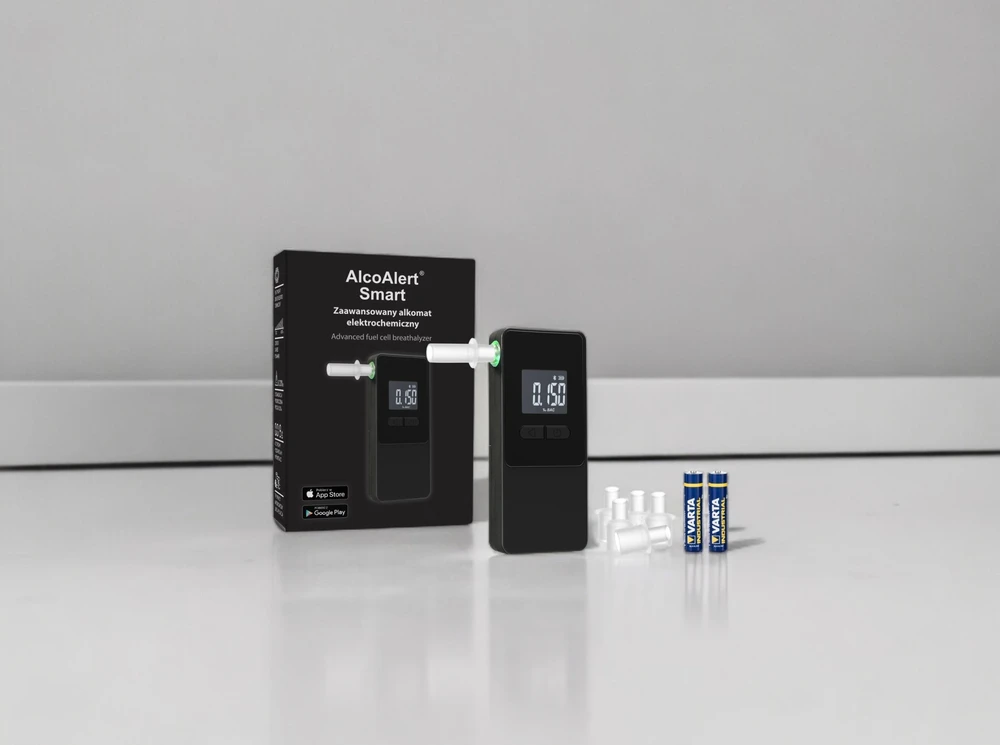 Alkotesteris AlcoAlert Smart Electrochemical breathalyzer, juodas