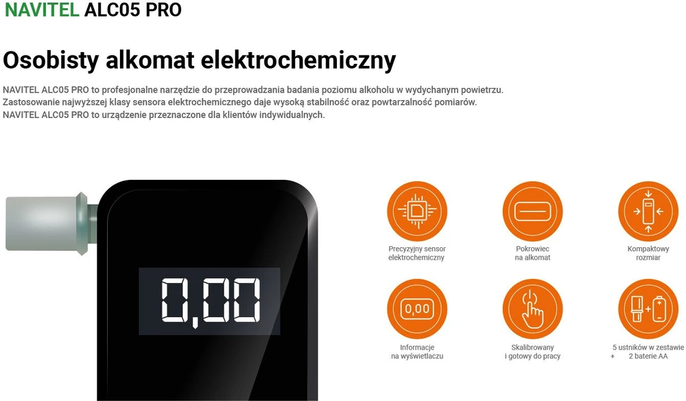 Alkotesteris Navitel ALC 05 PRO Juodas