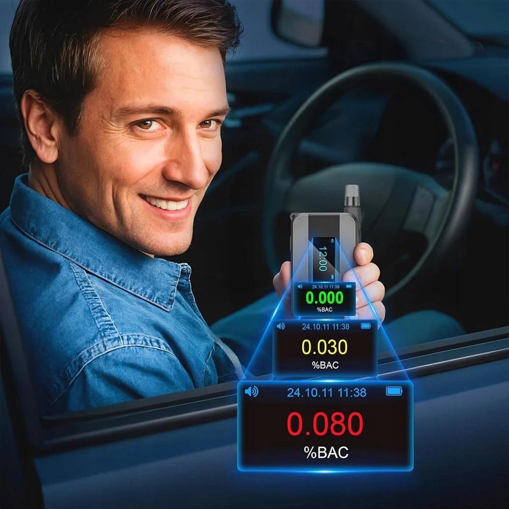 Alkotesteris Alkomat Zenwire Alkomat Policyjny Elektrochemiczny AI Bezustnikowy Profesjonalny 6x Ustniki Zenwire D1000