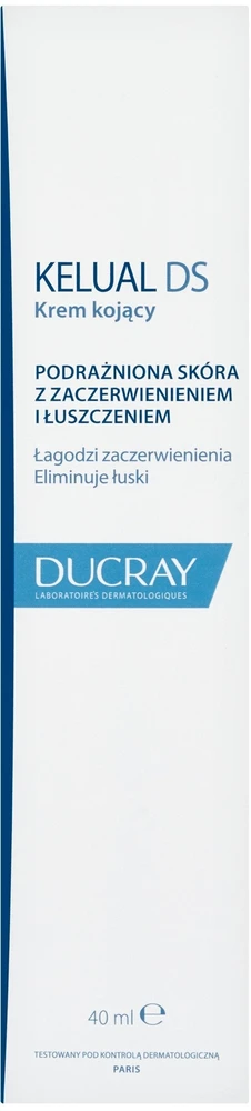 Ducray Kelual DS Squamo-Reducing Soothing Kreminis raminantis veido kremas sudirgusiai odai su paraudimu ir pleiskanojimu, 40 ml