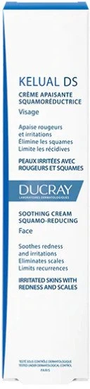Ducray Kelual DS Squamo-Reducing Soothing Kreminis raminantis veido kremas sudirgusiai odai su paraudimu ir pleiskanojimu, 40 ml