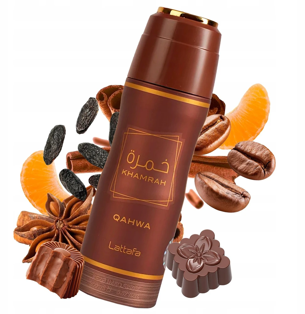 Lattafa Khamrah Qahwa Perfumed Dezodorantas Purškiklis parfumuotas dezodorantas, 200 ml