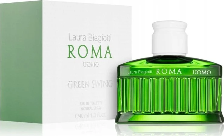 Laura Biagiotti Roma Uomo Žalias Swing EDT tualetinis vanduo EDT tualetinis vanduo vyrams, 40 ml