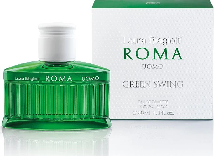 Laura Biagiotti Roma Uomo Žalias Swing EDT tualetinis vanduo EDT tualetinis vanduo vyrams, 40 ml