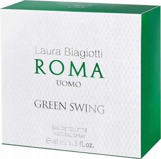 Laura Biagiotti Roma Uomo Žalias Swing EDT tualetinis vanduo EDT tualetinis vanduo vyrams, 40 ml