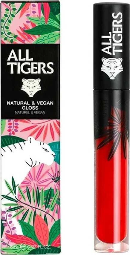 „All Tigers“ natūralūs ir veganiški natūraliai spindintys lūpų blizgiai „816 Unleash The Tiger“, 8 ml